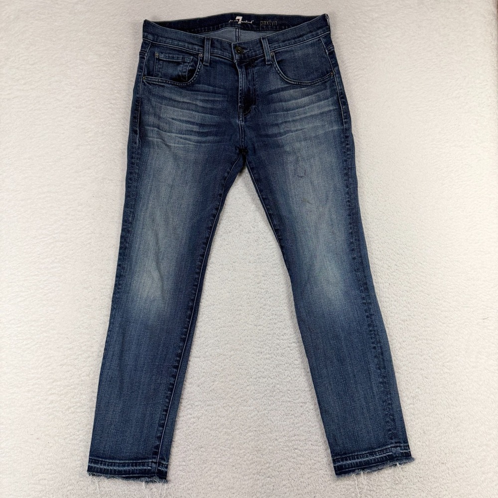 7 For All Mankind Paxtyn Men's 32 (33x27.5) Blue Slim Skinny Stretch Jeans